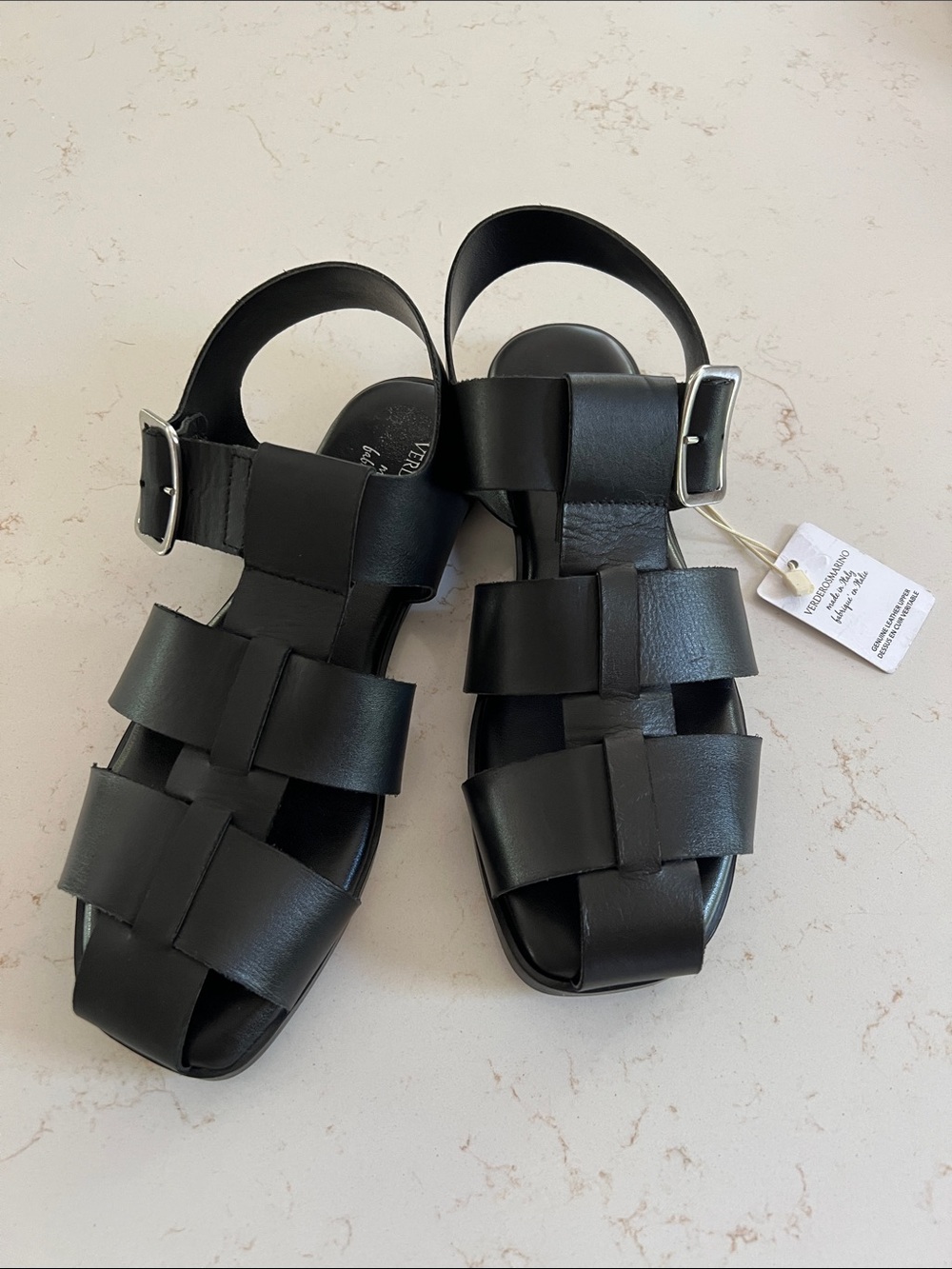 Women’s Black Woven Strap Buckle Sandals